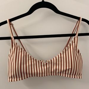 White and red stripped bathing suit top